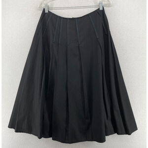 CLARA COLLINS Skirt 1 S Twill Pleated A-Line Midi High Waist Cotton Blend Black